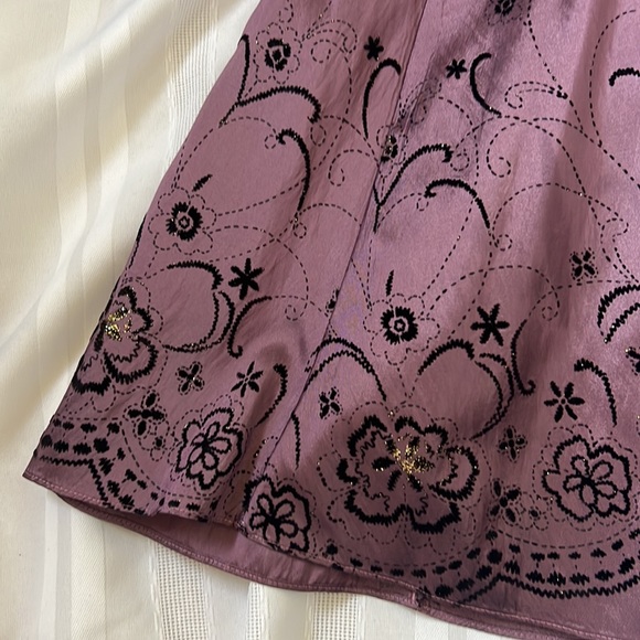 Lily Kid | Size 10 (Girls) Purple Strappy Tank Dress with Black and Gold Flowers - Picture 3 of 14